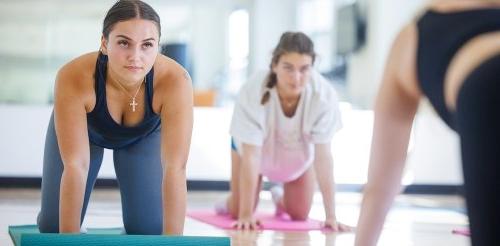 students in a yoga class